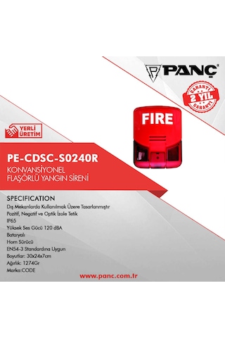 Pe-Cdsc-S0240R Konvansiyonel Dış Ortam Flaşörlü Yangın Sireni
