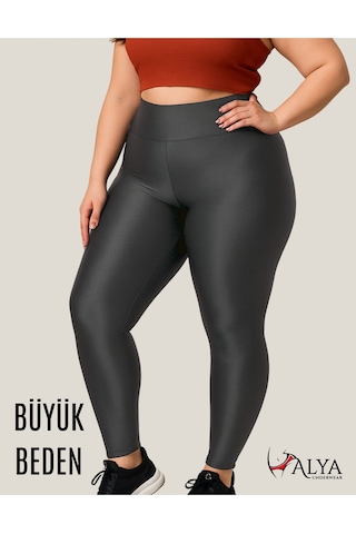 Alya Underwear Büyük Beden Tayt Dalgıç Kumaş Yüksek Bel Antrasit