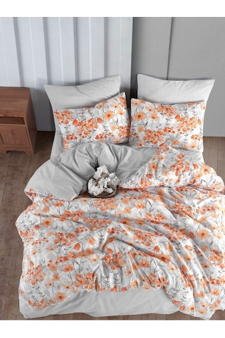 Mystory Home Lastikli Çarşaflı Çift Kişilik Nevresim Takımı Naranja Turuncu