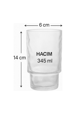 Buzul Desen Uzun Mesrubat Seti - Hill Model Bardak Takımı 6 Lı - 345 Ml. Şeffaf