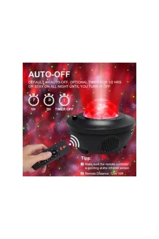 Starry Projektör Light Galaksi Lazer Disco Topu Bluetooht Ses Bombası Gece Lambası Siyah