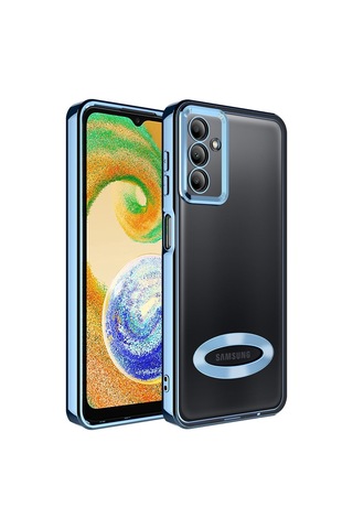 Galaxy A04s Kılıf Kamera Korumalı Logo Gösteren Zore Omega Kapak Sierra Mavi