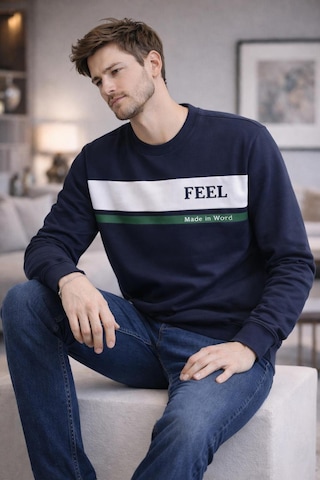 The Feel Marcel Erkek Regular Fit Bisiklet Yaka İnce Sweatshirt Lacivert