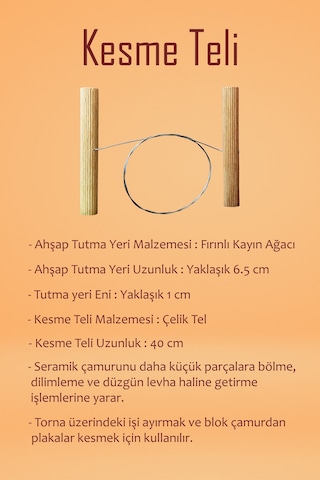 Seramik Hamuru 6 Kg Ebeşuar Kesme Teli Çamur Kil Seti