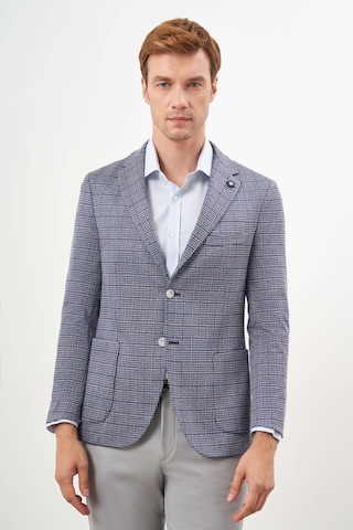 Morven Erkek Mavi Örme Slim Fit Torba Cep Mono Yaka Spor Ceket 24ms002011300 Mavi