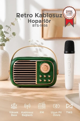 Delux Serisi Bluetooth Hoparlör Bts-1956 Yeşil Stil Mini Aksesuar