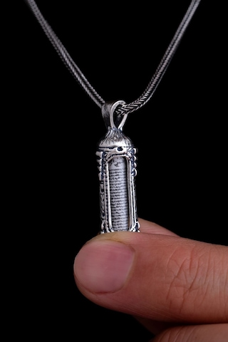 Otantik Model Erkek Gümüş Cevşen Kolye Zincir