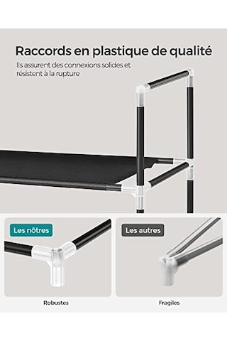 21 Bek 4 Katlı Ayakkabı Rafı, Antre Dolabı İçin Ayakkabı Saklama Çözümü, İnce Ve Yer Tasarrufu Sağlayan, Metal Çerçeve, Dokuma Olmayan Kumaş Raflar, Siyah Lsh054b01 001 - Beyaz
