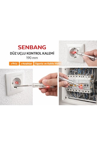 Senbang Düz Uçlu Kontrol Kalemi 190 Mm Elektrik Test Kalemi 24 Lü Set