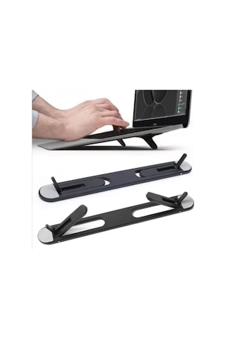 River World Laptoplar İçin Yapışkanlı Ve Katlanır 2 Kademeli Siyah Stand