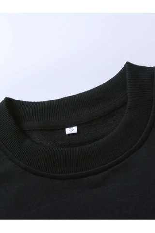 Adrift Romwe Guys Letter Skull Graphic Sweatshirt Siyah Siyah