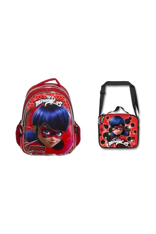 Ladybug Uğur Böceği Kabartmalı Ve Simli İlkokul Çantası Ve Beslenme Çantası Çok Renkli