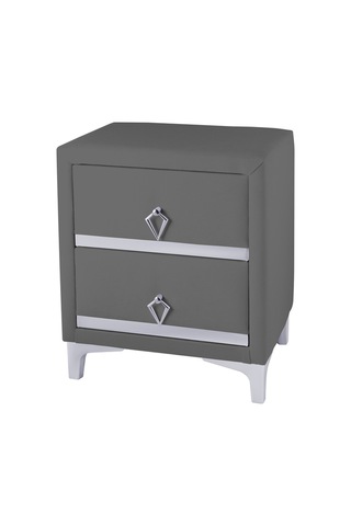 Doppia Linea Silver Iki Çekmeceli Gri Komodin- Kumaş Döşemeli Yatak Odası 2 Çekmeceli Komodin Modeli
