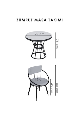 Zümrüt Mutfak Masası Yuvarlak Masa 4 Kişilik Masa Gümüş