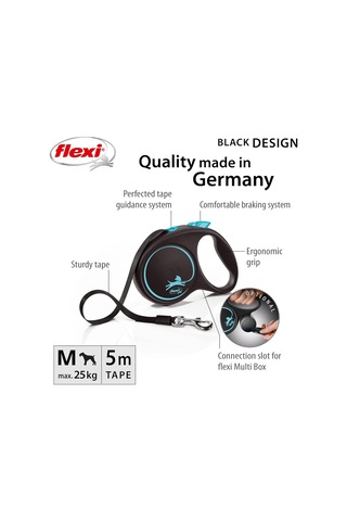 Flexi Black Design M Beden Mavi 5mt Şerit Tasma Genel