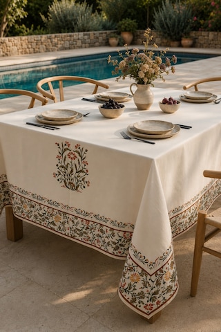 Tarzını Seç Gizli Bahçe Desenli Leke Tutmaz Masa Örtüsü 155 X 180 Cm Çok Renkli