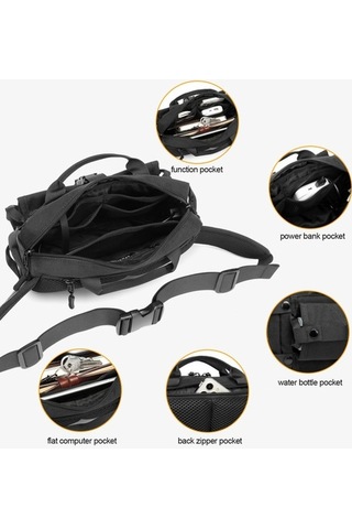 Createtech Erkek Çapraz Çanta - Su Şişesi & Portlu, Sırt, Renkli, Çok Cebi, Bel Askılı Çok Renkli