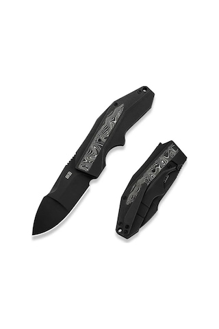 We Knife Coral Black Titanium Handle With Aluminum Foil Carbon Fiber Inlay Black Stonewashed Cpm 20cv Blade Kamp Çakı Siyah