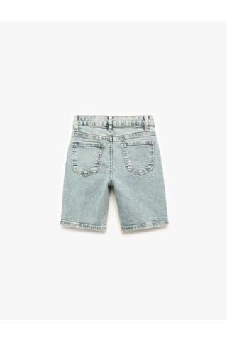 Koton Pamuklu Düğmeli Denim Şort Açık İndigo 5skb40050td Açık İndigo