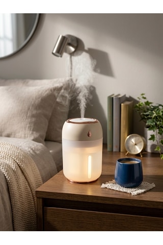 Ultrasonik Sessiz Hava Nemlendirici - Rose Gold Detaylı Buhar Makinesi 330 Ml