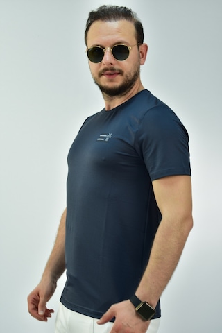 Escetic Erkek Koyu Gri Slim Fit T-Shirt-3287 Koyu Gri