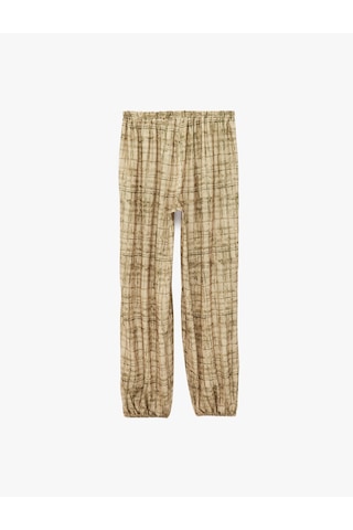 Koton Rahat Kesim Ekose Desenli Lastikli Paçalı Saten Ekoseli Pijama Altı Yeşil Desenli 7wlk50007mw
