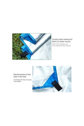 Springsun 3-4 Kişilik Dış Mekan Güneşlik Çadırı - Su Geçirmez, Güneş Engellici Sahil Pergolası İle İnce Gümüş Kaplı Zemin Bezi Mavi