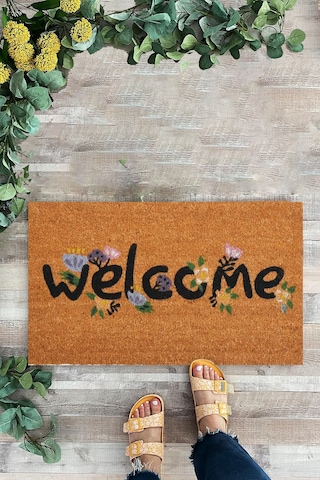 Welcome, Çiçek, İç Ve Dış Paspas, Dijital Baskı Paspas