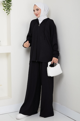 Kapüşonlu Oysho İkili Takım 1609 - Siyah Siyah