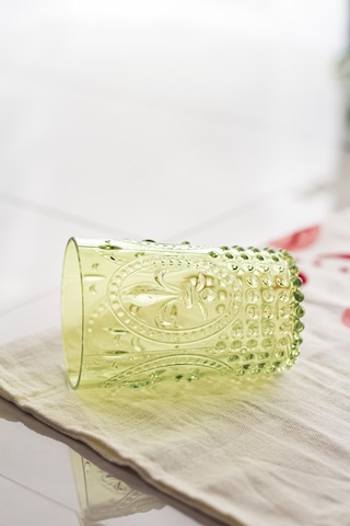 Akrilik Yeşil Tekli Kısa Bardak & Su Meşrubat Kahve Yanı Bardağı 400 ml ( Cam Değildir )