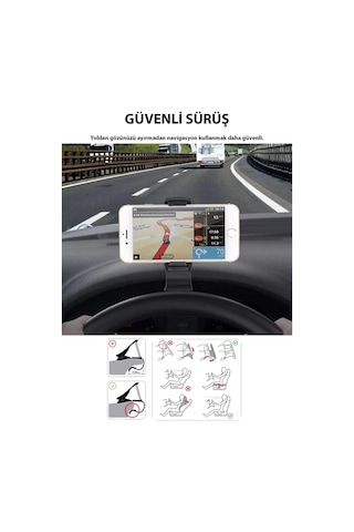 Thentech Gösterge Paneline Takılabilen Akıllı Telefonlara Uyumlu Telefon Tutucu Siyah