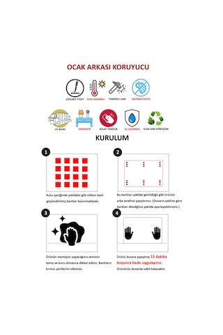 Cam Ocak Arkası Koruyucu Tezgah Ankastre Arkası Koruyucu Kırılmaz Isıya Dayanıklı Cam Aşçı Aslan