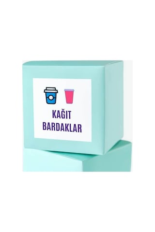 Kağıt Bardak Temalı Özel Seri Etiket Kare Mat Sticker Thank You Serisi 4.5 Cm 40 Adet Çok Renkli