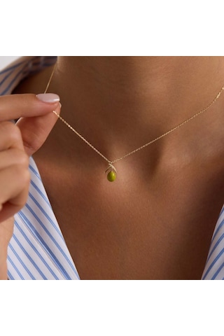 Sembolgold Yeşil Zeytin Altın Kolye 45 Cm T14358 Renkli