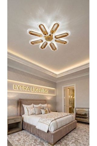 Eclipse Model 8'li Gümüş 3 Renk Modu Ledli Tavana Sıfır Salon Mutfak Çocuk Yatak Odası Led Avize Altın