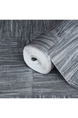 Adawall Muse Koleksiyonu- 25101-6 Antrasit Dokulu Silinebilir Nonwoven Vinil Duvar Kağıdı 1.06x15.6m - 16.5m² Siyah