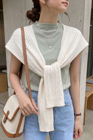 Moibody %100 Akrilik Triko Örme Ofis Ve Günlük Moda Omuz Şalı Saç Örgü Ekru Ekru