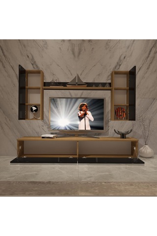 Decoraktiv Eko 5d Mdf Std Tv Ünitesi Tv Sehpası Pera - Siyah