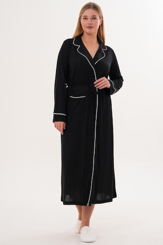 Mecit Pijama Mecit 6309 Siyah Kadın Uzun Sabahlık