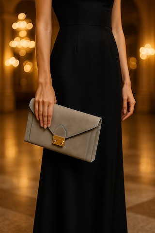 Clutch Mıknatıslı Abiye El Çantası Açık Gri