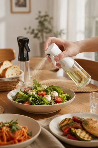 Sprey Yağdanlık Sıvı Yağ Spreyi Yağlık Air Fryer Da Yağ Tasarruf Edin Zeytinyağı Için Siyah 300ml İkili Avantaj Paketi Çok Renkli