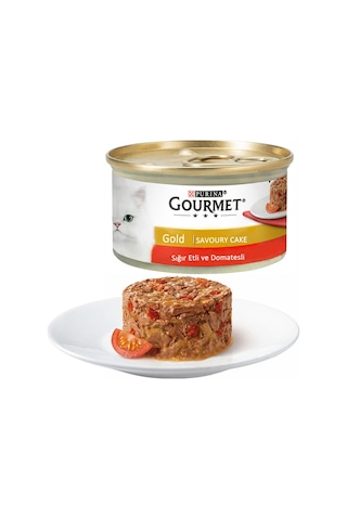 Gourmet Gold Savoury Cake Sığır Etli Domatesli Yetişkin Kedi Konservesi 85 G