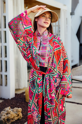 Remsa Mayo Remsa Tesettür Mayo Üzerine Tek Kaftan Kimono Pareo Pembe Rp031 Arzu Pembe
