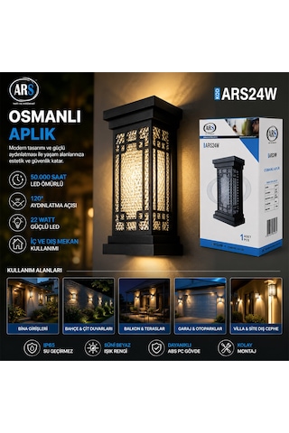 Ip66 50.000 Saat Led Ömrü 22w Osmanlı Led Aplik Duvar Lambası Ars-348952 Çok Renkli
