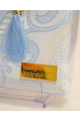 Kişiye Özel Pamuk Dokulu Seccade Ve İnci Tesbih Özel Hediye Seti Mavi