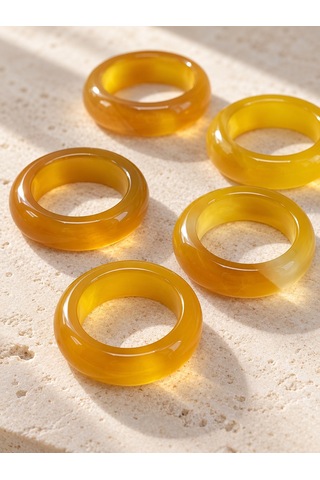 Akik Taşı Kalın Boy Yüzük Bal Sarısı Alacalı 9 4mm Kalınlık 63800 - 1 Adet Yüzük Fiyatıdır 6428473