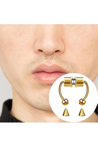 Paslanmaz Çelik Burun Fake Piercing Septum Mıknatıslı Ecp01