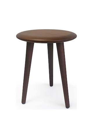 Mezmob Masif Kayın Tabure Sehpa Üç Ayaklı Yuvarlak Ceviz