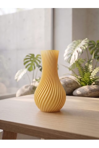 Dekoratif Vazo, 15 cm, 3D Baskı (Mat Sarı)