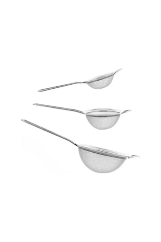 Çelik, Çay Süzgeci Seti, Yuvarlak, 3'lü Set, 6x6/7x7/9x9 Cm, Bula